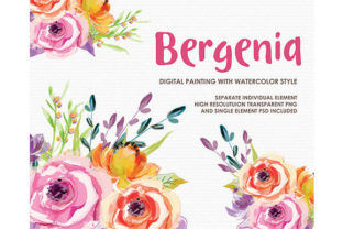 Bergenia Watercolor Floral Style Clipart: A Versatile Artistic Resource for Creative Projects