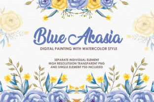Blue Akasia Watercolor Floral Style: A Versatile Choice for Creative Projects