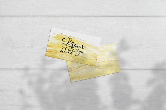 Business Card Mockup on White Wood