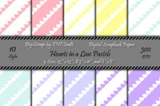 Pastel Hearts in a Line Digital Scrapbook Paper Pack
